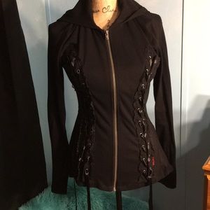 Tripp Black Lace-Up Girls Hoodie